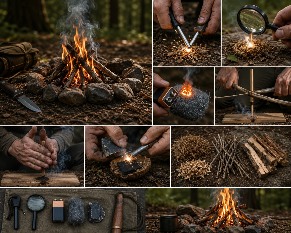 Fire Making Methods Collage